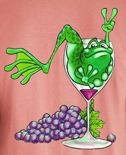 Peace Frogs Adult Wine Glass Frog Garment Dye Short Sleeve T-Shirt