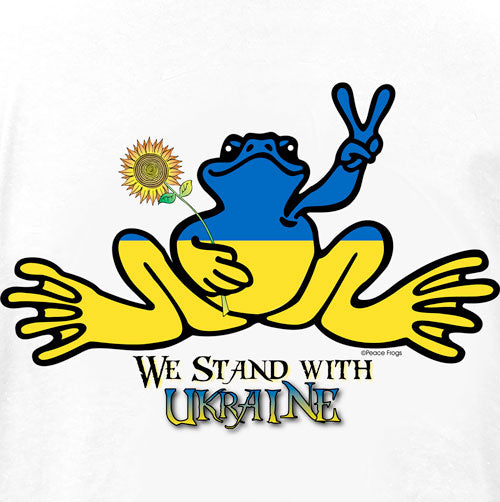 We Stand With Ukraine Frog Adult Short Sleeved T-Shirt