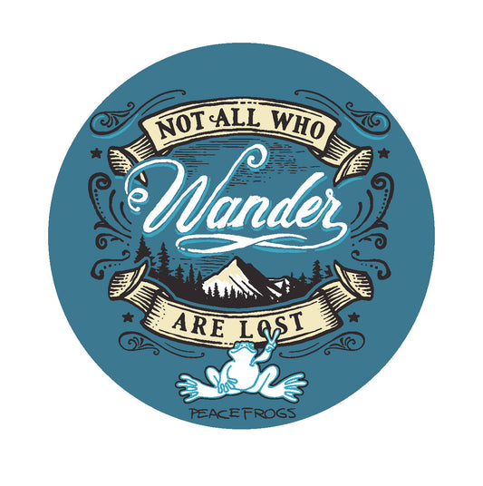 Peace Frogs Not All Who Wander Sticker
