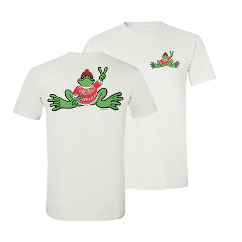 Peace Frogs Adult Christmas Sweater Frog Short Sleeve T-Shirt