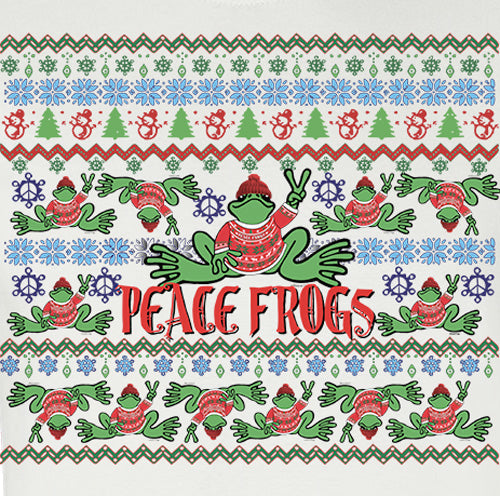 Peace Frogs Adult Christmas Sweater Frog Front Short Sleeve T-Shirt