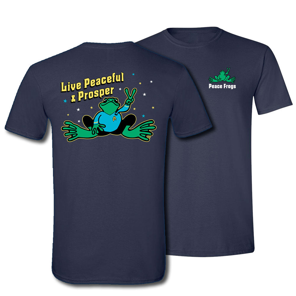 Peace Frogs Adult Live Peaceful and Prosper Frog Short Sleeve T-Shirt