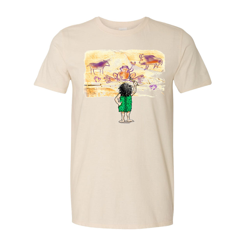 Peace Frogs Adult Cave Painting Frog Short Sleeve T-Shirt