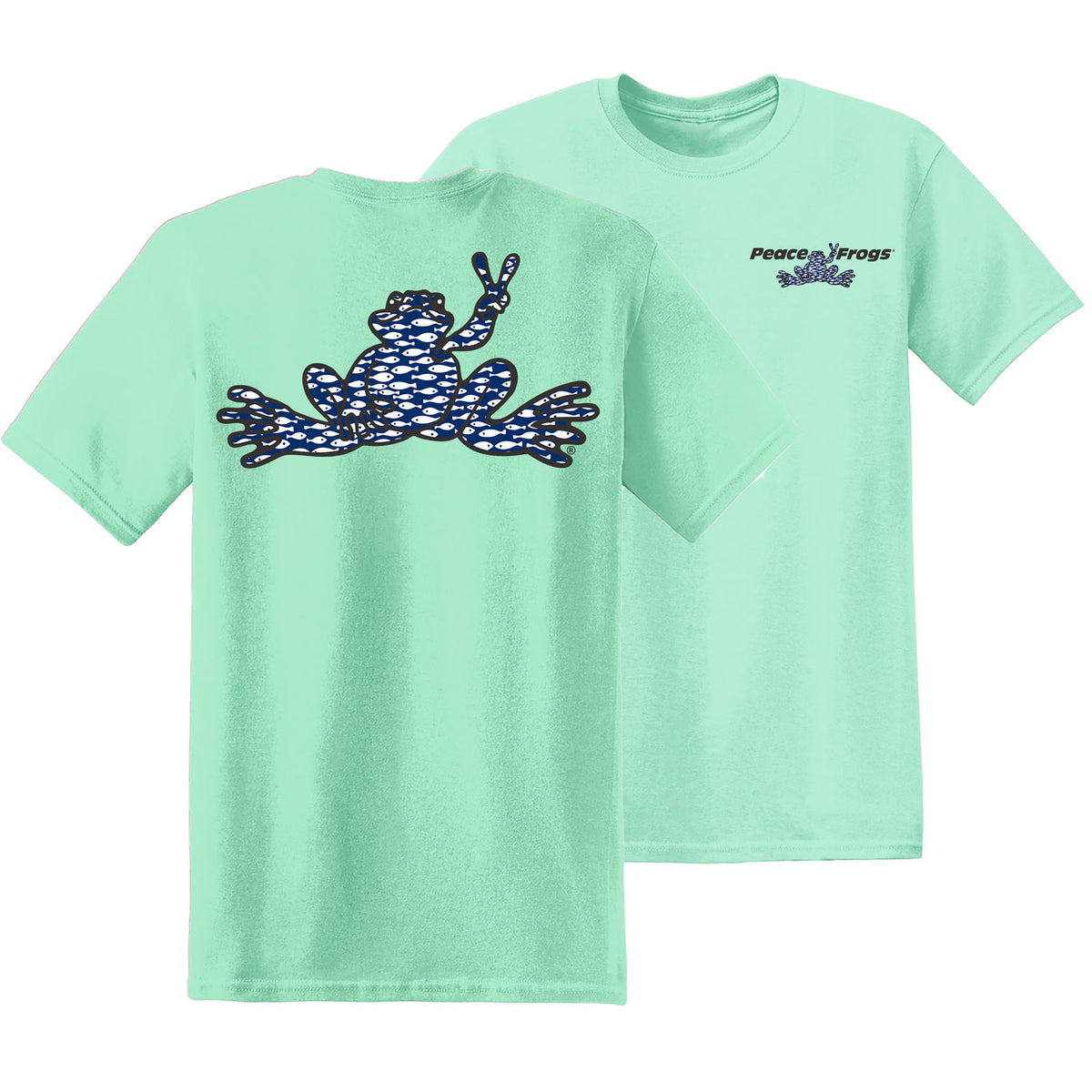 Peace Frogs Adult Fish Fill Frog Short Sleeve T-Shirts