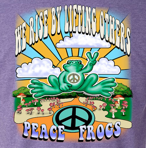 Peace Frogs Rise by Lifting Up Frog Short Sleeve T-Shirt