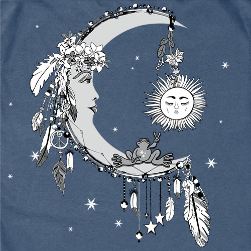 Peace Frogs Adult Sun, Moon, Stars Frog Garment Dye Short Sleeve T-Shirt