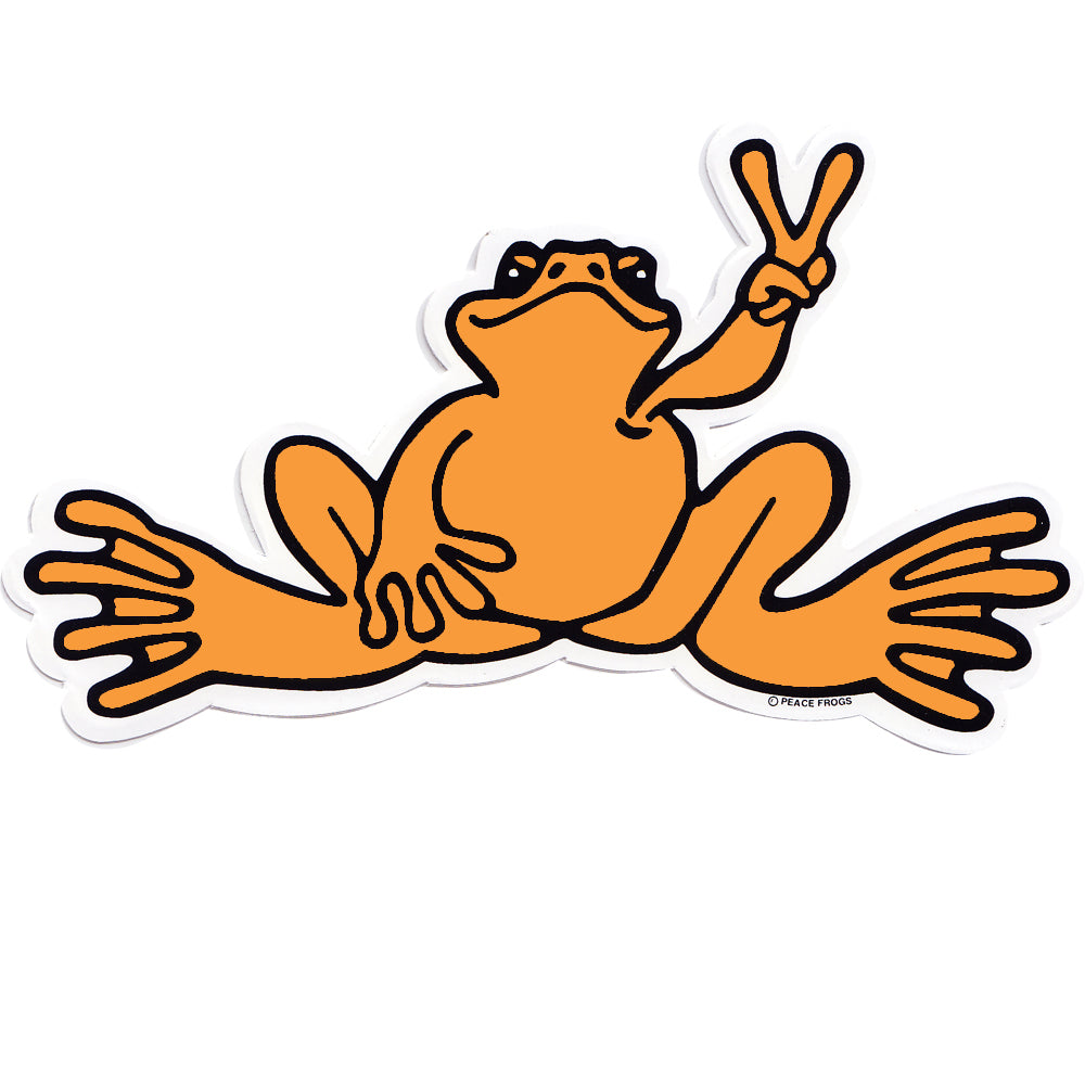 Peace Frogs Small Orange Sticker