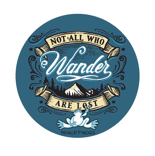 Peace Frogs Not All Who Wander Sticker - view 2