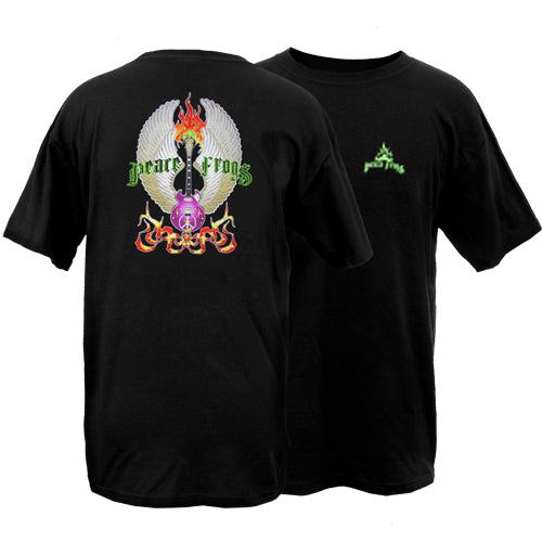 Peace Frogs Adult Vintage Guitar Short Sleeve T-Shirt