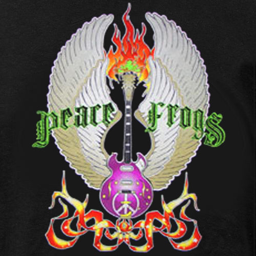 Peace Frogs Adult Vintage Guitar Short Sleeve T-Shirt