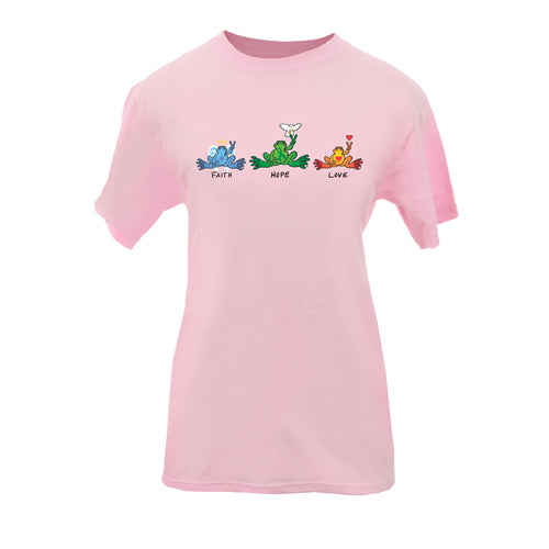 Peace Frogs Adult Faith Hope Love Short Sleeve T-Shirt