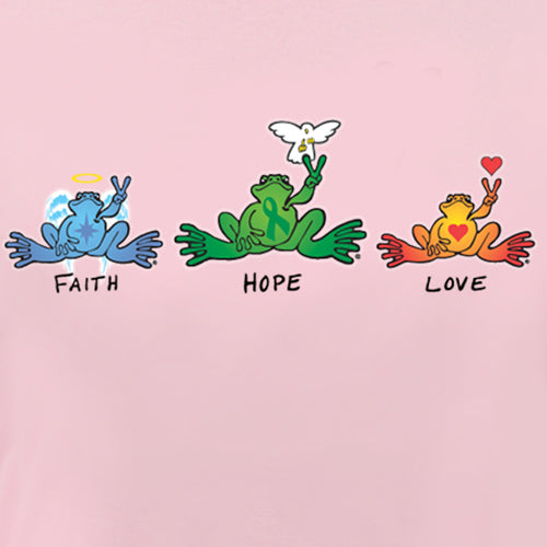 Peace Frogs Adult Faith Hope Love Short Sleeve T-Shirt