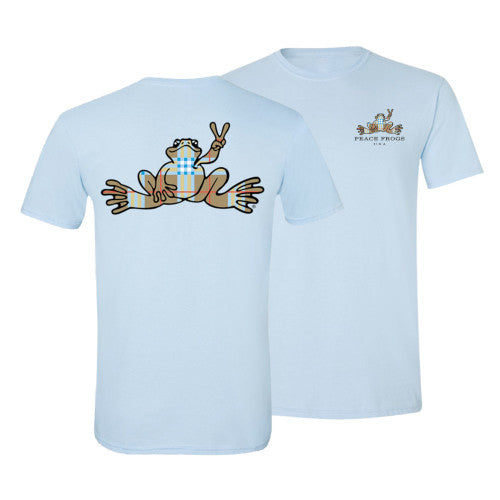 Peace Frogs Adult Plaid Frog Short Sleeve T-Shirt