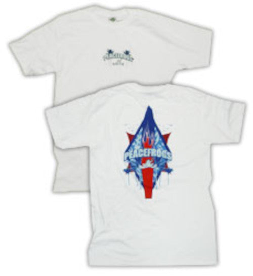 Peace Frogs Adult White Flaming Board Short Sleeve T-Shirt