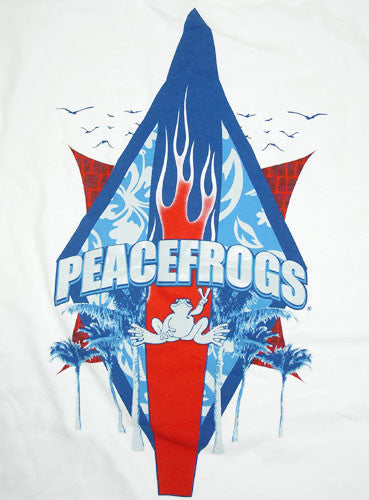 Peace Frogs Adult White Flaming Board Short Sleeve T-Shirt