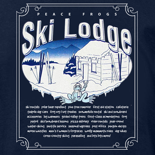 Peace Frogs Adult Navy Ski Lodge Short Sleeve T-Shirt