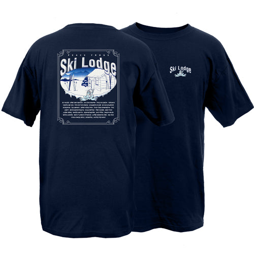 Peace Frogs Adult Navy Ski Lodge Short Sleeve T-Shirt