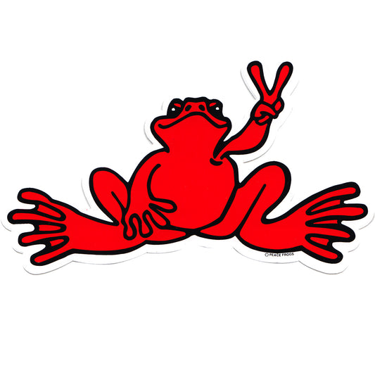Peace Frogs Sm Red Sticker