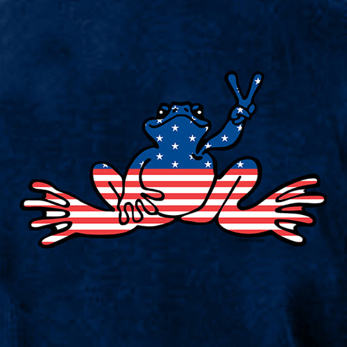 Peace Frogs Navy USA Kids Long Sleeve T-Shirt