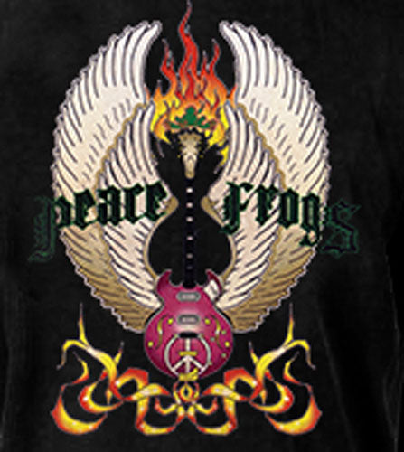 Peace Frogs Vintage Guitar Adult Long Sleeve T-Shirt