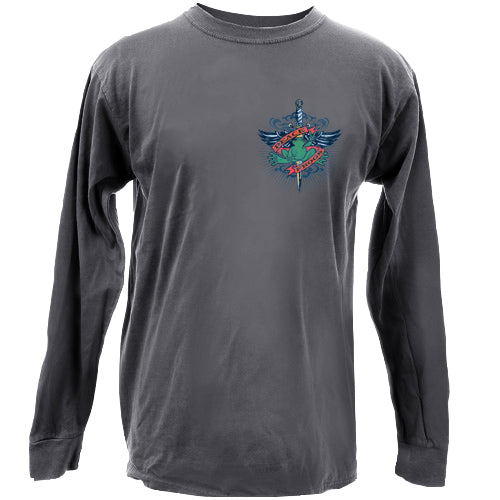 Peace Frogs Tattoo Adult Long Sleeve Garment Dye T-Shirt