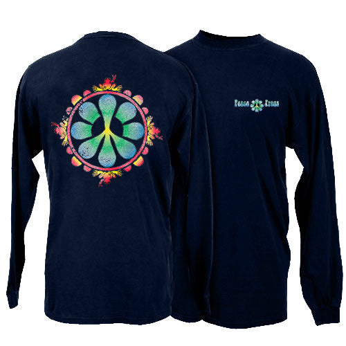Peace Frogs Peace Flower Adult Long Sleeve T-Shirt