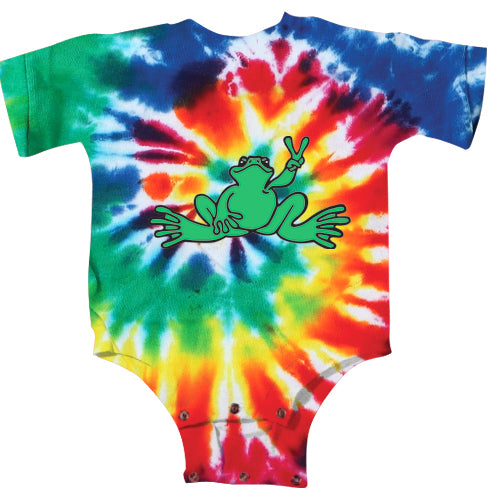 Peace Frogs Green Frog Tie Dye Infant Short Sleeve Onesie
