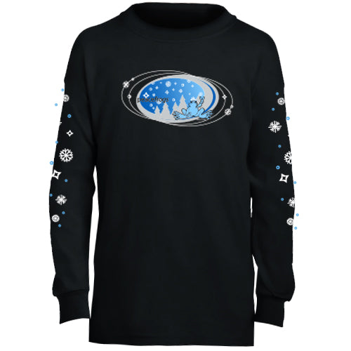 Peace Frogs Black Snowflake Oval Long Sleeve Kids T-Shirt