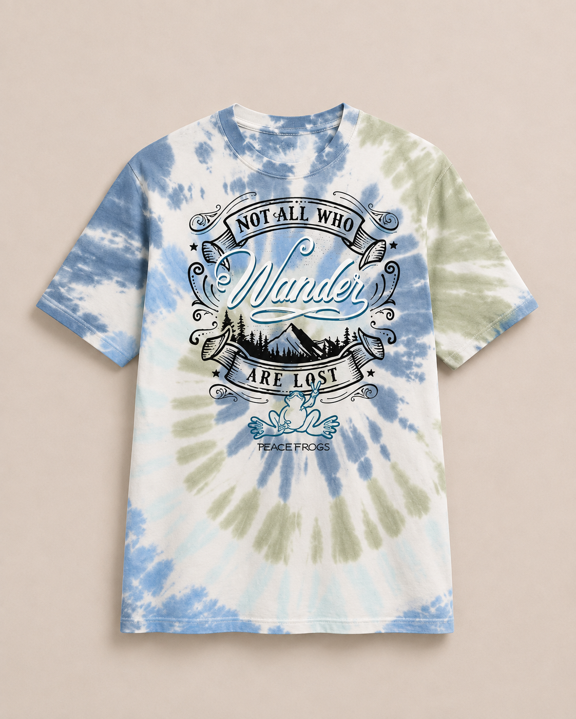 Peace Frogs Not All Who Wander Tie Dye Short Sleeve T-Shirt