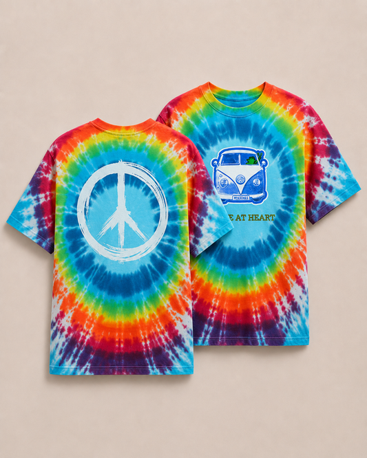 Peace Frogs Hippie at Heart Tie Dye Short Sleeve T-Shirt