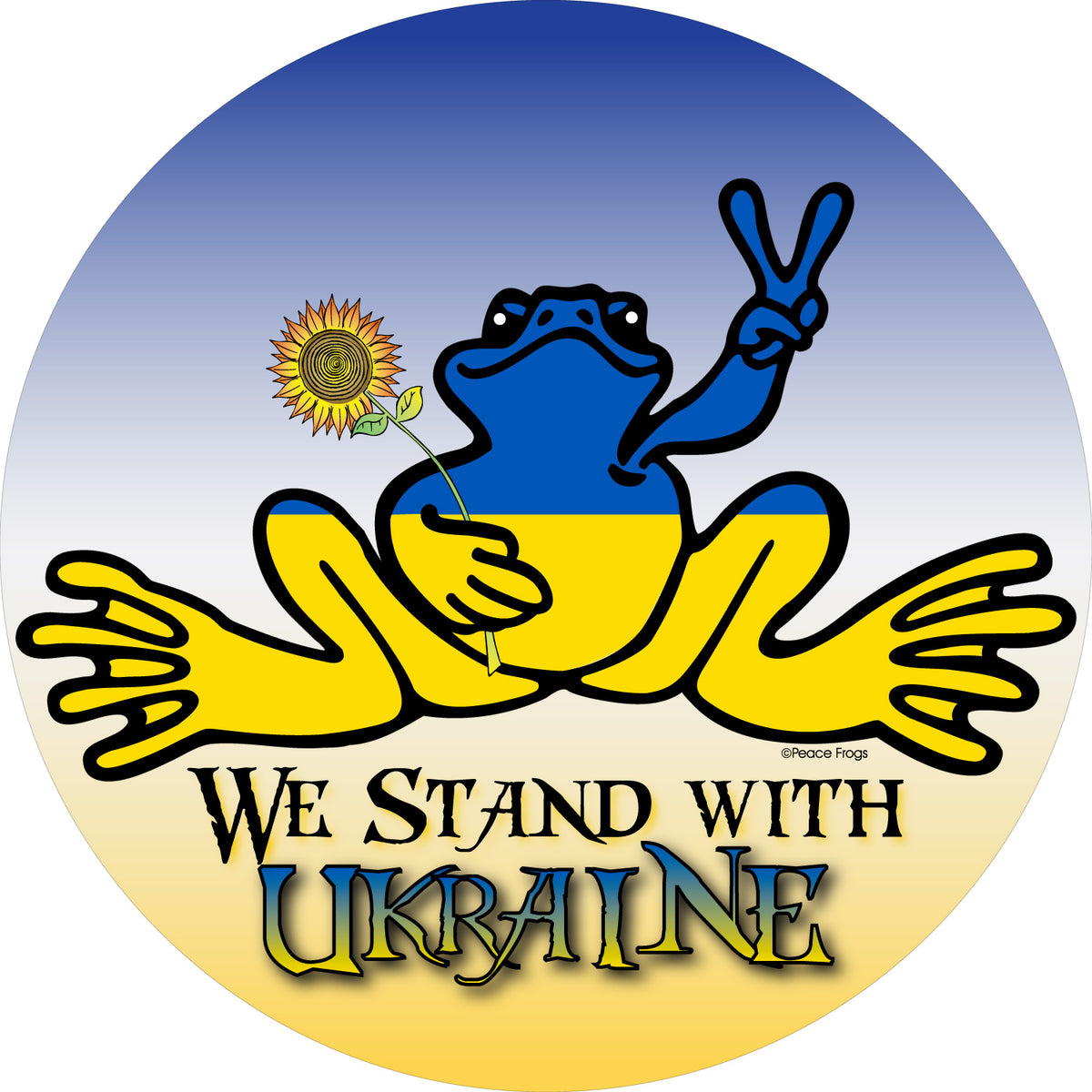 Peace Frogs Stand with Ukraine Sticker - view 2
