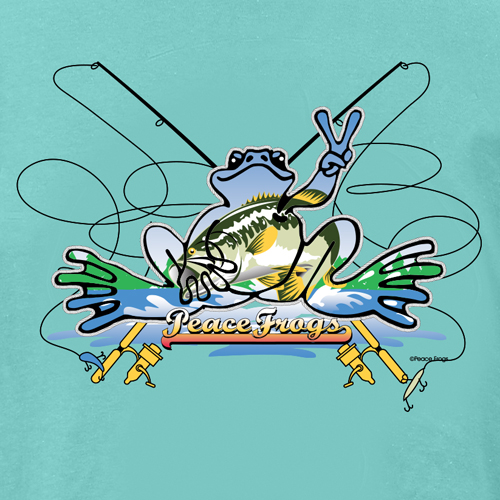 Peace Frogs Adult Fishing Frog Garment Dye Short Sleeve T-Shirt