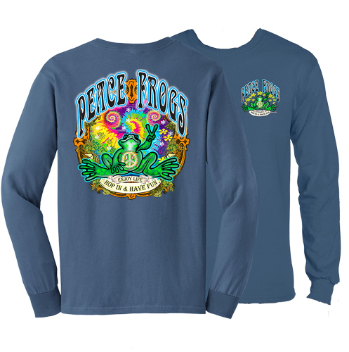Peace Frogs Hop In Adult Long Sleeve T-Shirt, Long Sleeve T-Shirts 