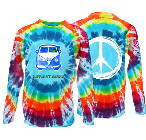 Competitive suspension molecule Hippie at Heart Frog Burst Tie Dye Long Sleeve T-Shirt, Long Sleeve T-Shirts:  Peace Frogs