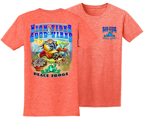 Peace Frogs Adult High Tides & Good Vibes Short Sleeve T-Shirt, Short  Sleeve T-Shirts: Peace Frogs