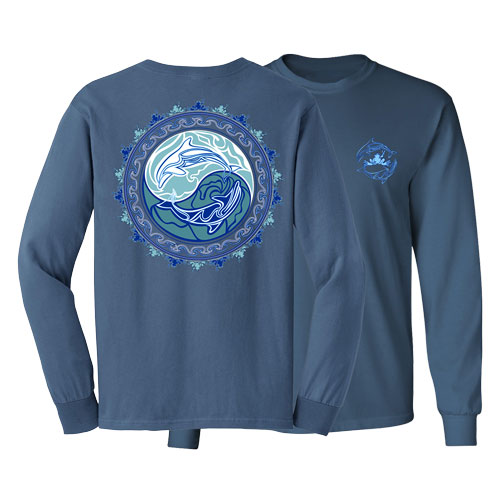 Peace Frogs Tribal Dolphin Adult Long Sleeve T-Shirt, Long Sleeve