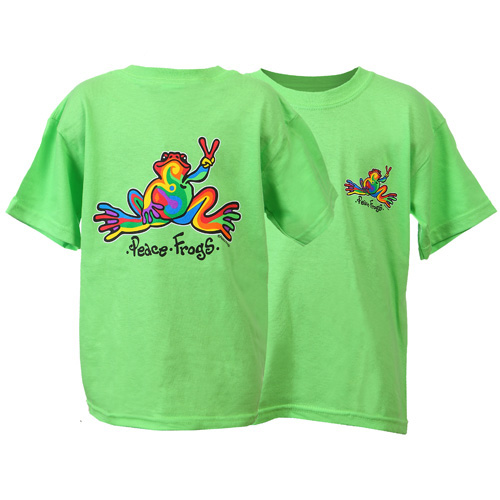 Short Sleeve Peace Frogs Lavender Retro Love Youth T-Shirt 100% Cotton Everyday 